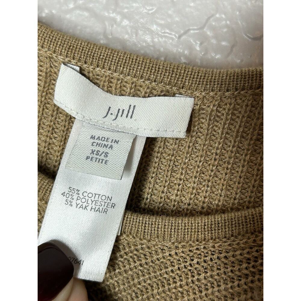 J. Jill Beige Tan Yak Hair Cotton Blend Poncho Fringe‎ Detail Size XS/S Petite - Picture 3 of 9